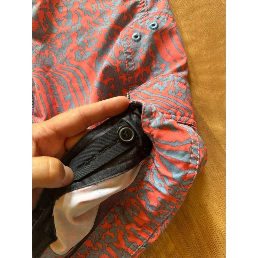 Volcom Board Shorts Pink Blue Pattern Boys adjustable Swim Trunks